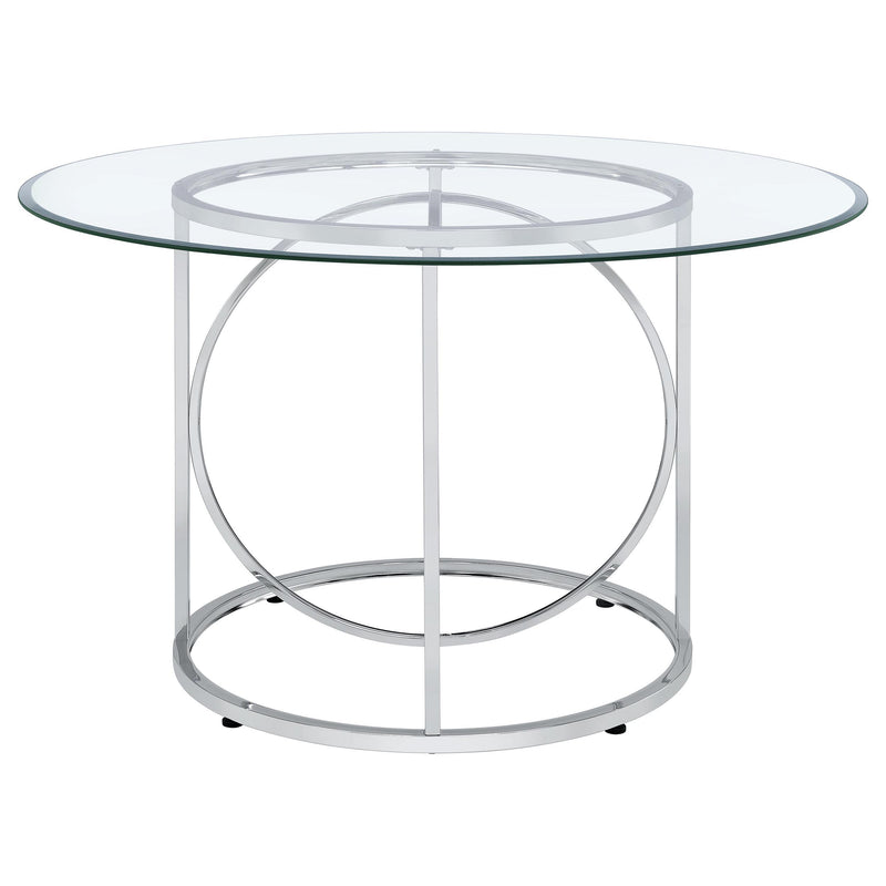 Levy 48-inch Round Glass Top Dining Table Chrome - 115240CHR