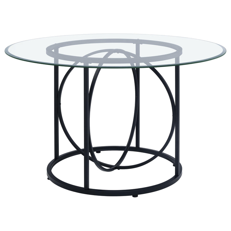 Levy 48-inch Round Glass Top Dining Table Matte Black - 115240BLK