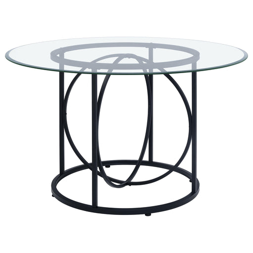 Levy 48-inch Round Glass Top Dining Table Matte Black - 115240BLK