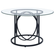Levy 48-inch Round Glass Top Dining Table Matte Black - 115240BLK