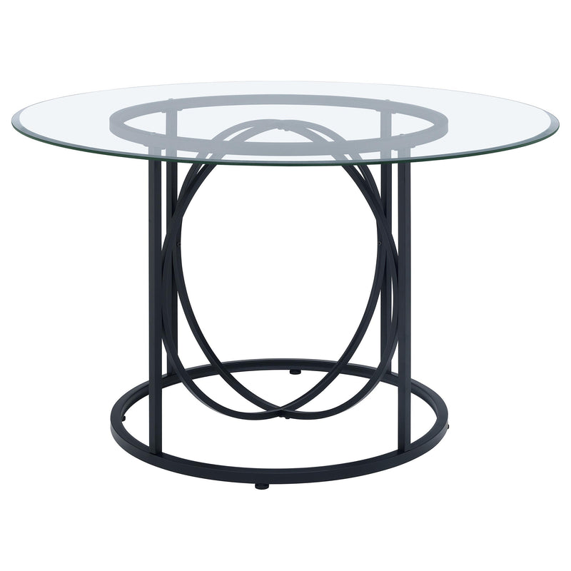 Levy 48-inch Round Glass Top Dining Table Matte Black - 115240BLK
