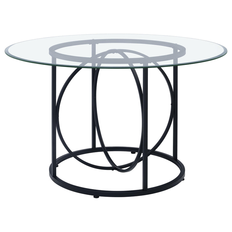 Levy 48-inch Round Glass Top Dining Table Matte Black - 115240BLK