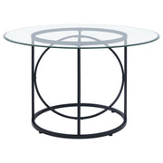 Levy 48-inch Round Glass Top Dining Table Matte Black - 115240BLK