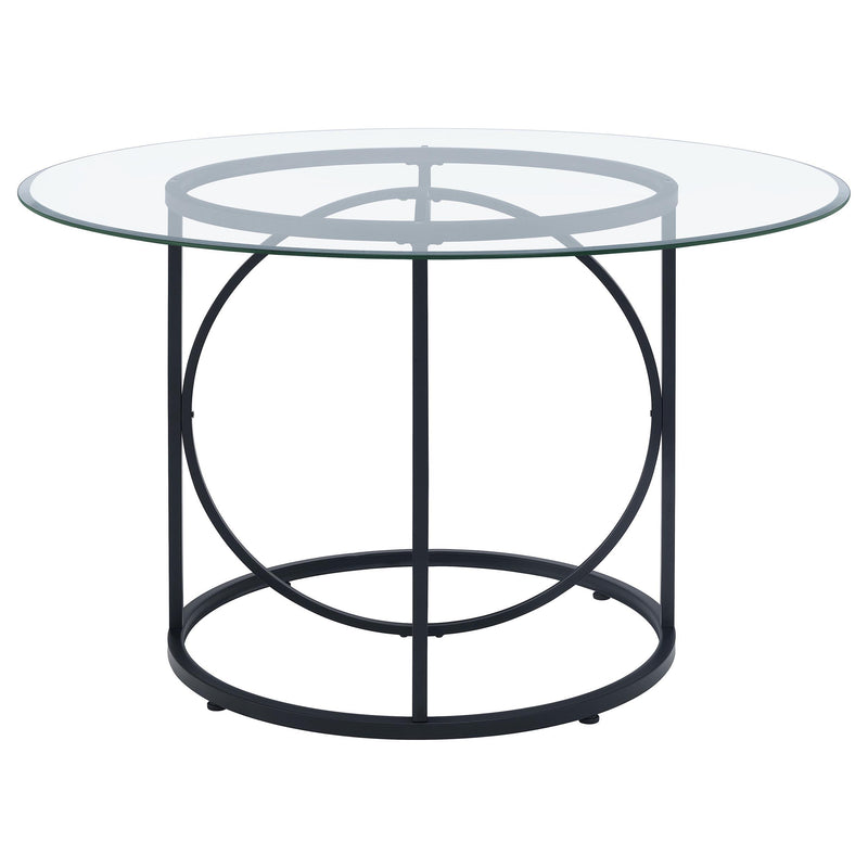 Levy 48-inch Round Glass Top Dining Table Matte Black - 115240BLK
