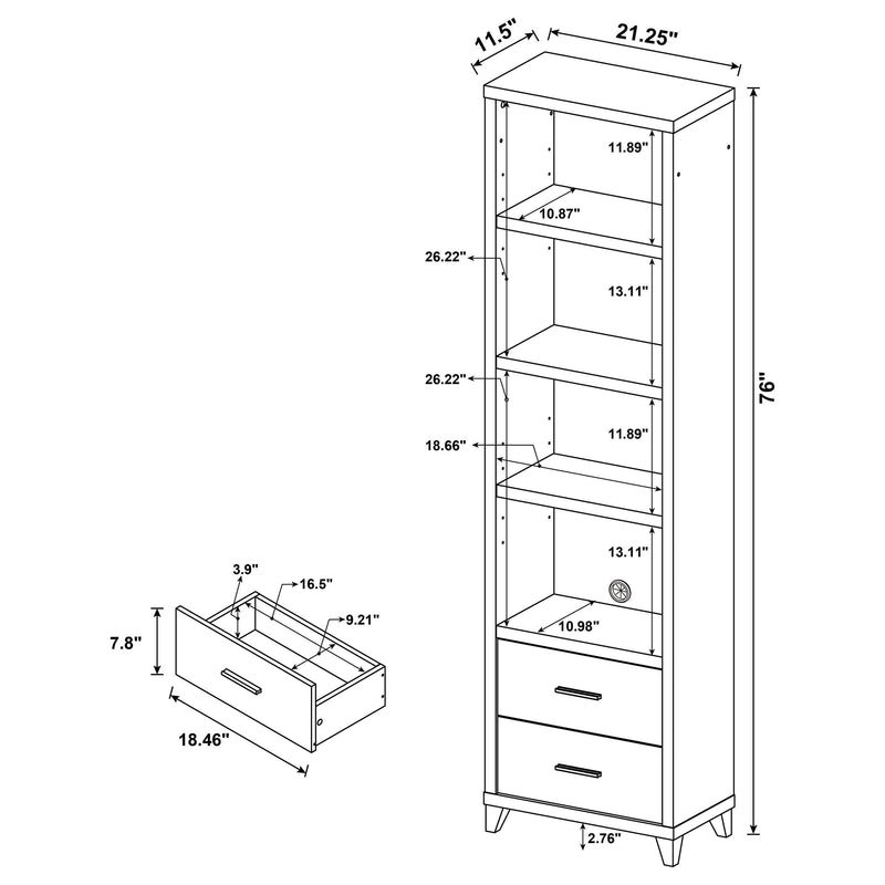 Lewes 4-shelf Engineered Wood Media Tower Cappuccino - 700882
