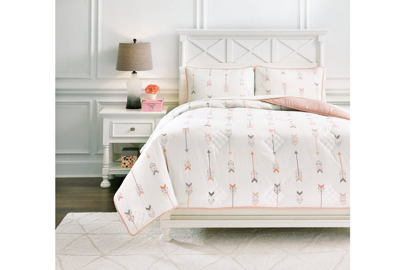 Lexann Pink/White/Gray Full Comforter Set - Gate FurnitureOther Products