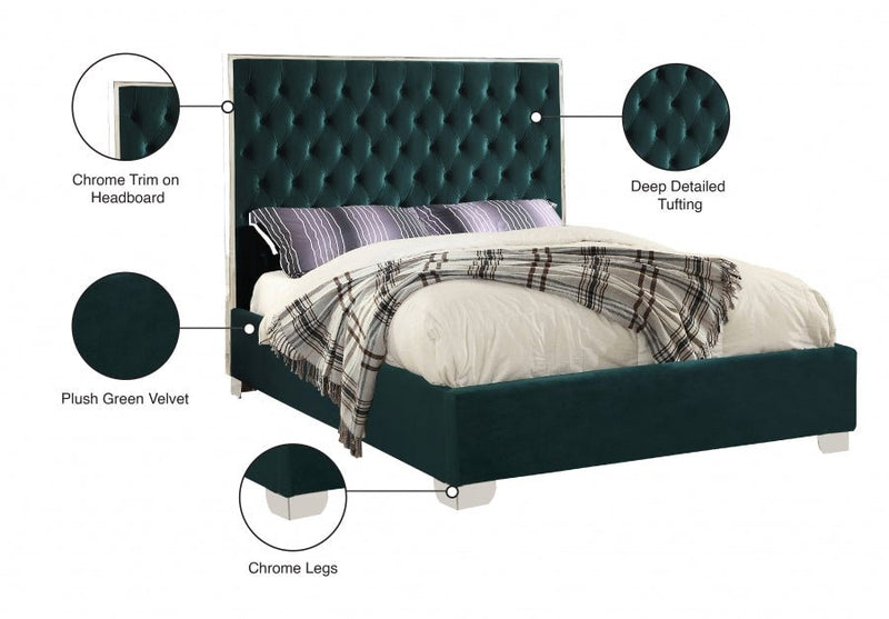 Lexi Velvet Full Bed Green - LexiGreen-F