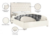 Lexi Velvet King Bed White - Gate FurnitureKing Bed
