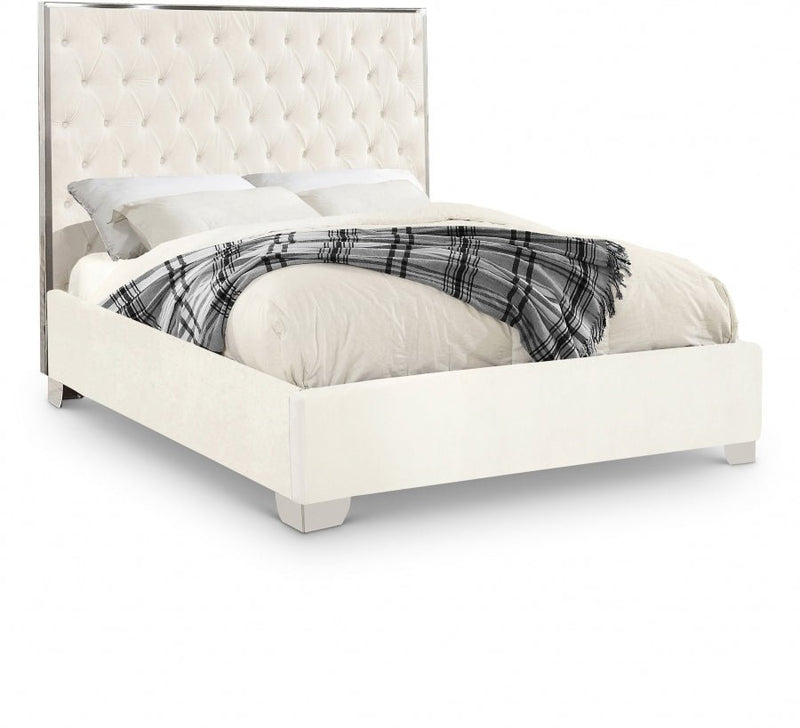Lexi Velvet King Bed White - Gate FurnitureKing Bed