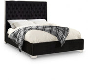 Lexi Velvet Queen Bed Black - Gate FurnitureQueen Bed