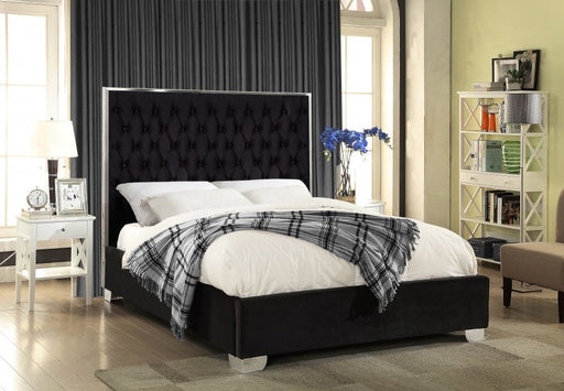 Lexi Velvet Queen Bed Black - Gate FurnitureQueen Bed