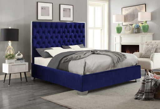Lexi Velvet Queen Bed Blue - Gate FurnitureQueen Bed