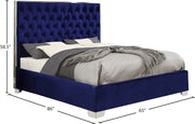 Lexi Velvet Queen Bed Blue - Gate FurnitureQueen Bed