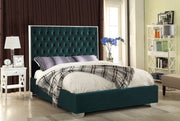 Lexi Velvet Queen Bed Green - Gate FurnitureQueen Bed