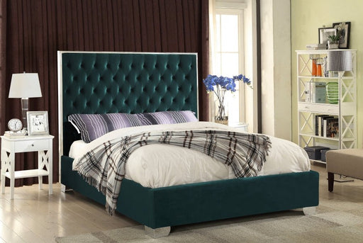 Lexi Velvet Queen Bed Green - Gate FurnitureQueen Bed