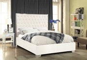 Lexi Velvet Queen Bed White - Gate FurnitureQueen Bed