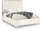 Lexi Velvet Queen Bed White - Gate FurnitureQueen Bed