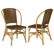 Lexley Woven Rattan Dining Side Chair Brown (Set of 2) - 109122