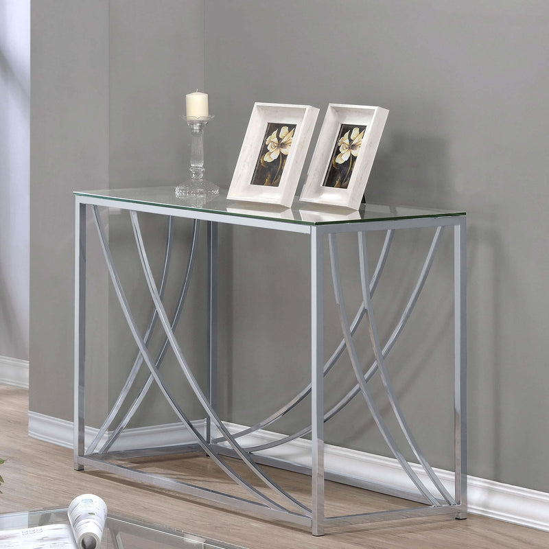 Lille Glass Top Entryway Console Table Accents Chrome - 720499