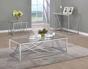 Lille Glass Top Entryway Console Table Accents Chrome - 720499