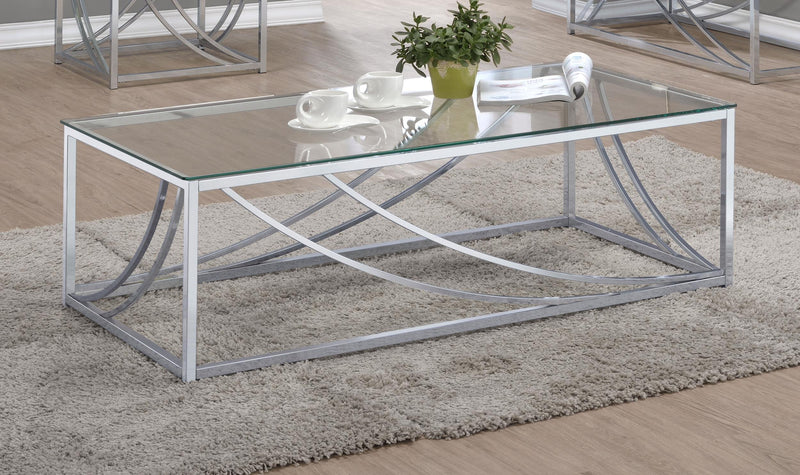 Lille Rectangular Glass Top Coffee Table Chrome - 720498