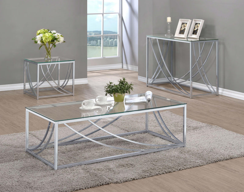 Lille Rectangular Glass Top Coffee Table Chrome - 720498