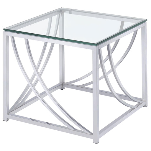 Lille Square Glass Top Side End Table Chrome - 720497