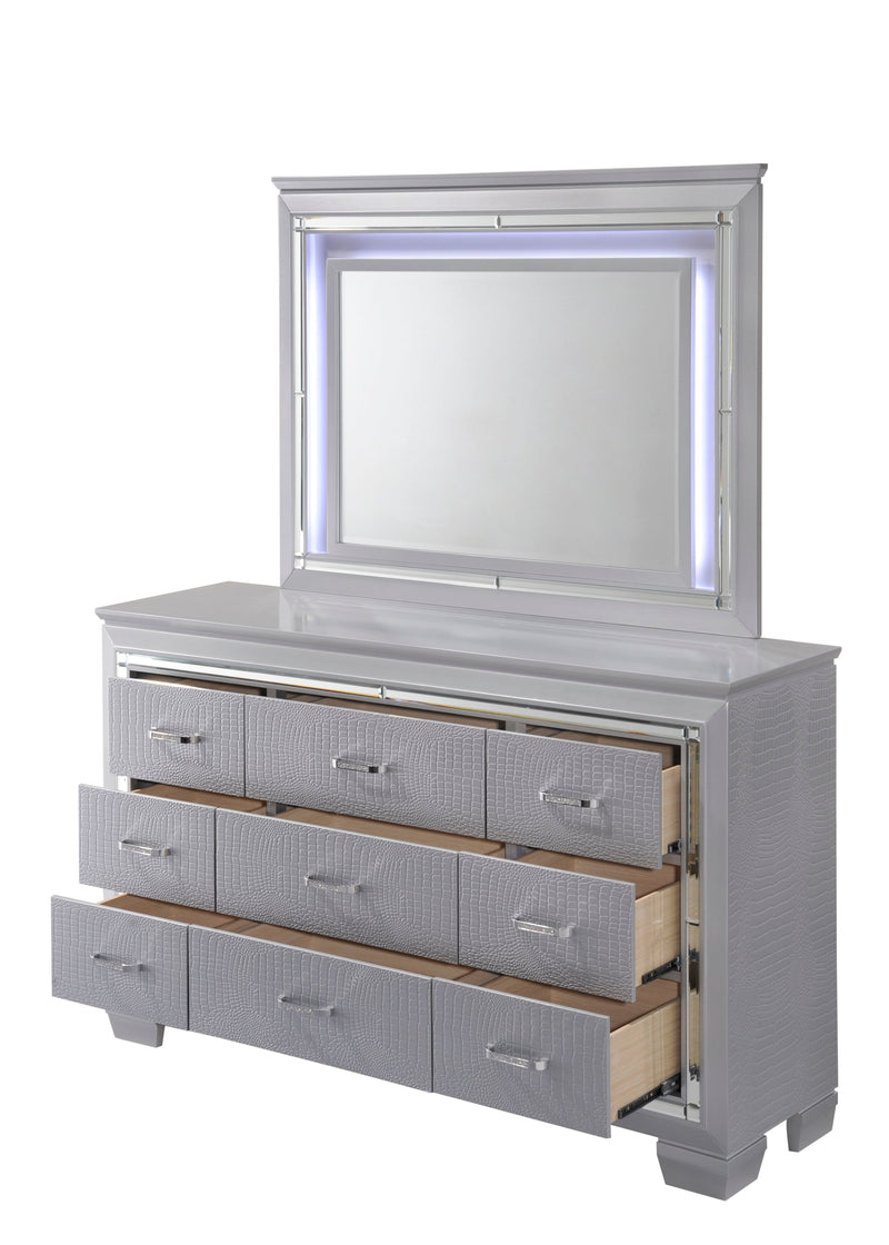 Lillian Silver LED Upholestered Bedroom Set - Gate FurnitureBedroom Set