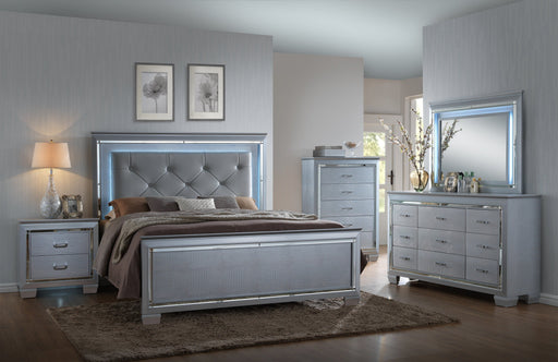 Lillian Silver LED Upholestered Bedroom Set - Gate FurnitureBedroom Set