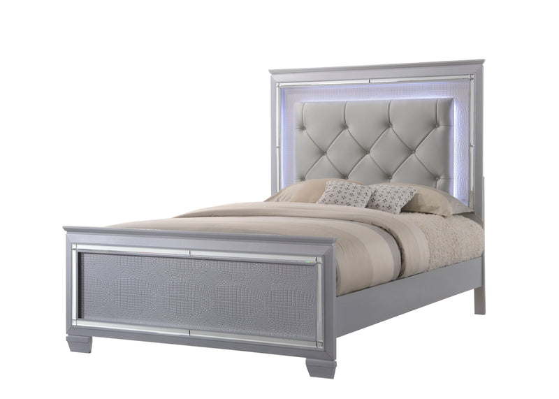 Lillian Silver LED Upholestered Bedroom Set - Gate FurnitureBedroom Set