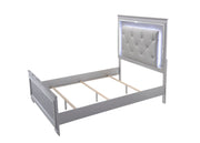 Lillian Silver Queen LED Upholestered Bed - Gate FurnitureQueen Bed