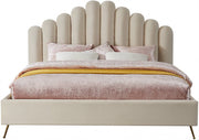Lily Velvet King Bed Cream - Gate FurnitureKing Bed
