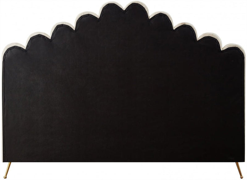 Lily Velvet King Bed Cream - Gate FurnitureKing Bed