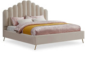 Lily Velvet King Bed Cream - Gate FurnitureKing Bed