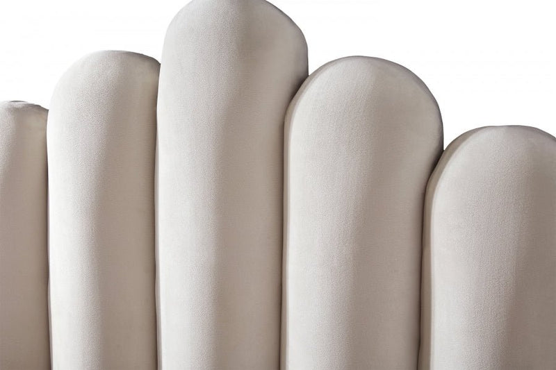 Lily Velvet King Bed Cream - Gate FurnitureKing Bed