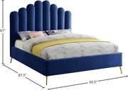 Lily Velvet Queen Bed Blue - Gate FurnitureQueen Bed