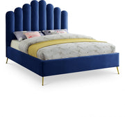Lily Velvet Queen Bed Blue - Gate FurnitureQueen Bed