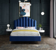 Lily Velvet Queen Bed Blue - Gate FurnitureQueen Bed