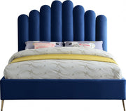 Lily Velvet Queen Bed Blue - Gate FurnitureQueen Bed