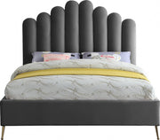 Lily Velvet Queen Bed Grey - Gate FurnitureQueen Bed