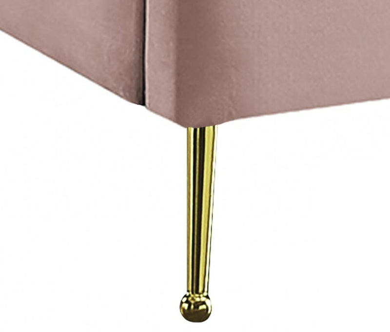 Lily Velvet Queen Bed Pink - Gate FurnitureQueen Bed