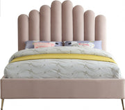 Lily Velvet Queen Bed Pink - Gate FurnitureQueen Bed