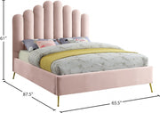 Lily Velvet Queen Bed Pink - Gate FurnitureQueen Bed