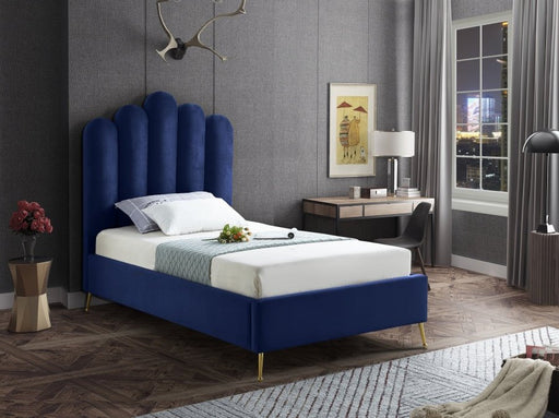Lily Velvet Twin Bed Blue - Gate FurnitureTwin Bed