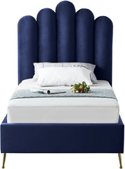 Lily Velvet Twin Bed Blue - Gate FurnitureTwin Bed
