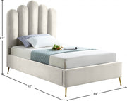 Lily Velvet Twin Bed Cream - Gate FurnitureTwin Bed