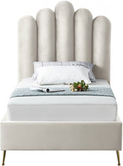 Lily Velvet Twin Bed Cream - Gate FurnitureTwin Bed