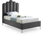 Lily Velvet Twin Bed Grey - Gate FurnitureTwin Bed