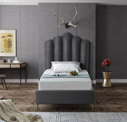 Lily Velvet Twin Bed Grey - Gate FurnitureTwin Bed