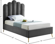 Lily Velvet Twin Bed Grey - Gate FurnitureTwin Bed
